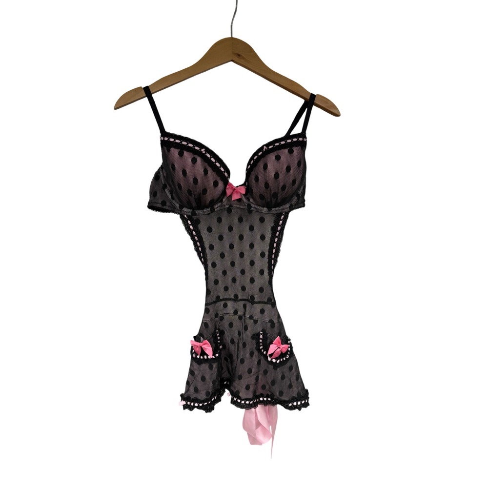 Victoria's Secret Sexy Little Things French Maid Babydoll Lingerie Black 36C